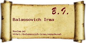 Balassovich Irma névjegykártya